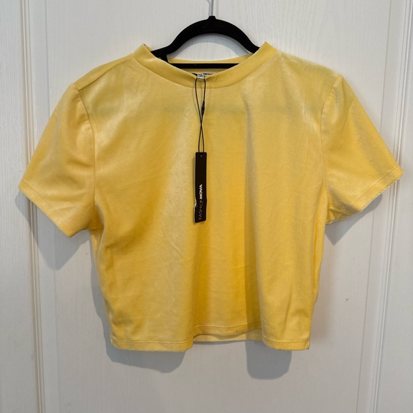 Fashion Nova Tops - Fashion Nova Vibrant Yellow velvet Crop Top